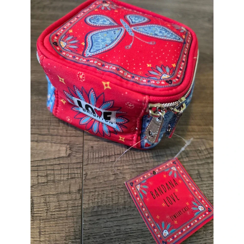 Brighton Bandana Love Jewelry Case Red Blue Butterfly Travel Organizer NEW